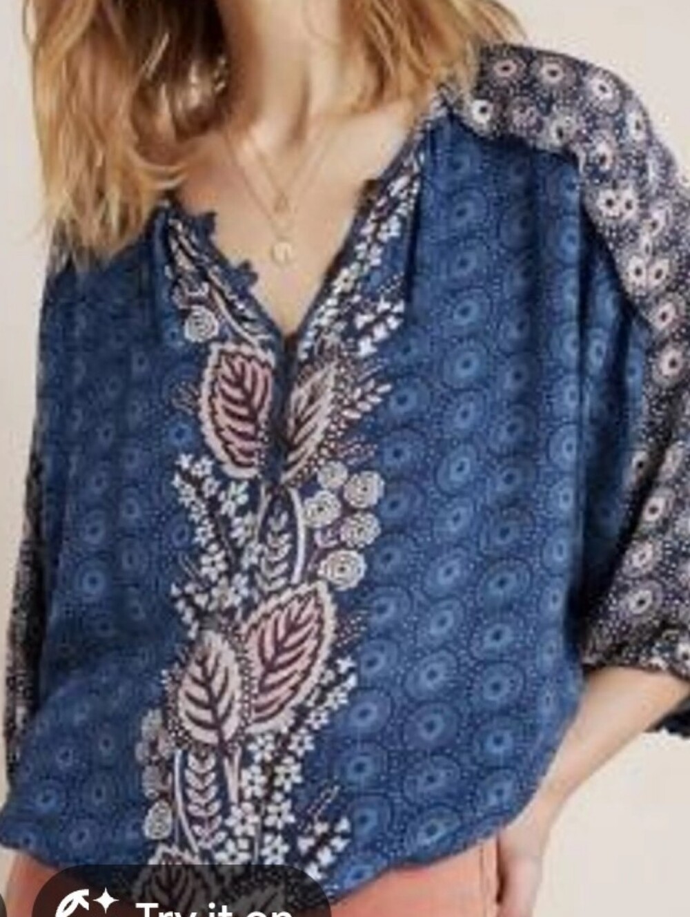 Anthropologie Navy Blue Hiver Blouse NWT Size Medium New - Picture 2 of 8